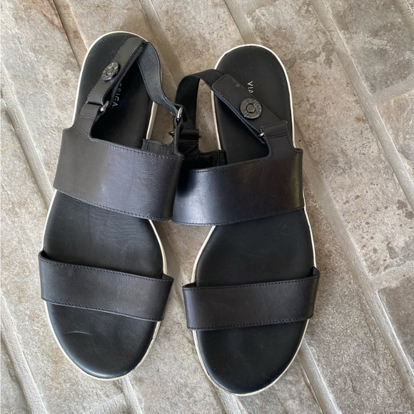 Via Spiga Shoes - Via Spiga Flat Strap Sandals Black 9